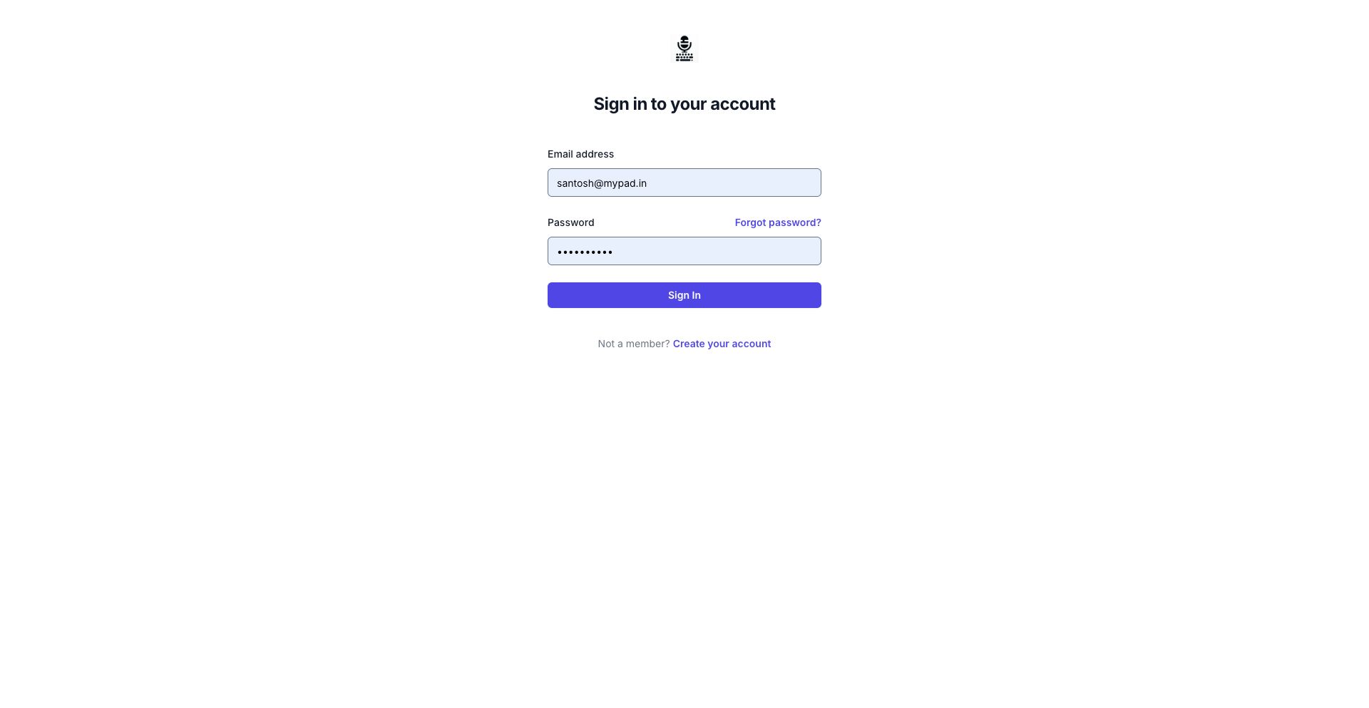 Type.Audio - Auth Functioanlity